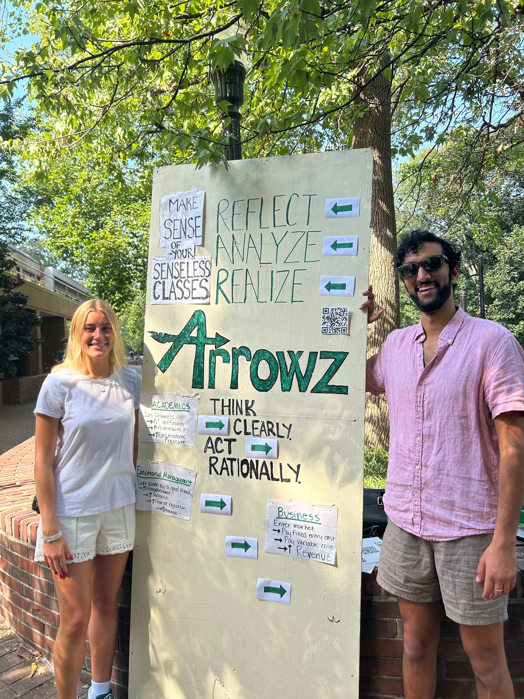 Arrowz handmade poster on campus